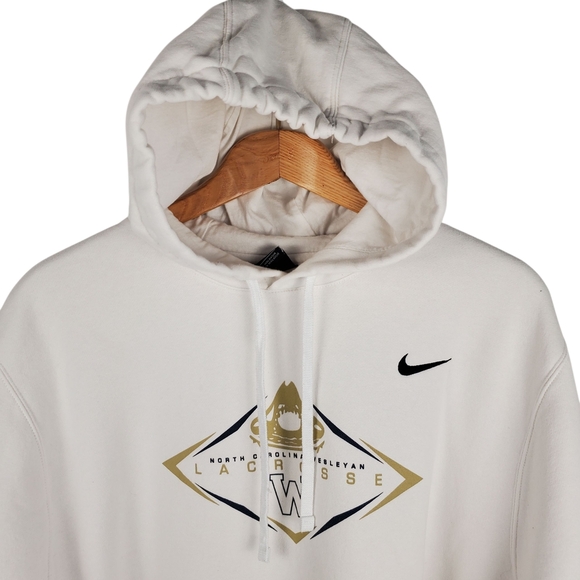 Nike White Hoodie with Gold and Black NC Wesleyan Lacrosse Graphic. XL. #181 - Picture 2 of 12